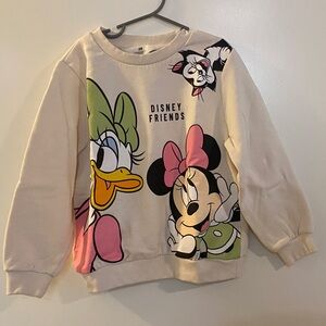 Disney Kids Sweatshirt - Cream w/ Pink, Green, & Black Accents Girls Size 6x/7